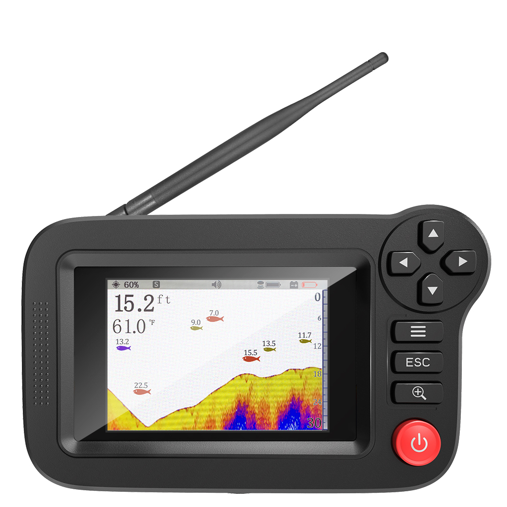 Fish Finder Transducer - เครื่องหาปลาอัจฉริยะ - เครื่องหาปลาแบบพกพาและเครื่องค้นหาความลึกสําหรับการตกปลาเพื่อการพักผ่อนหย่อนใจจากท่าเรือ ชายฝั่ง หรือธนาคาร