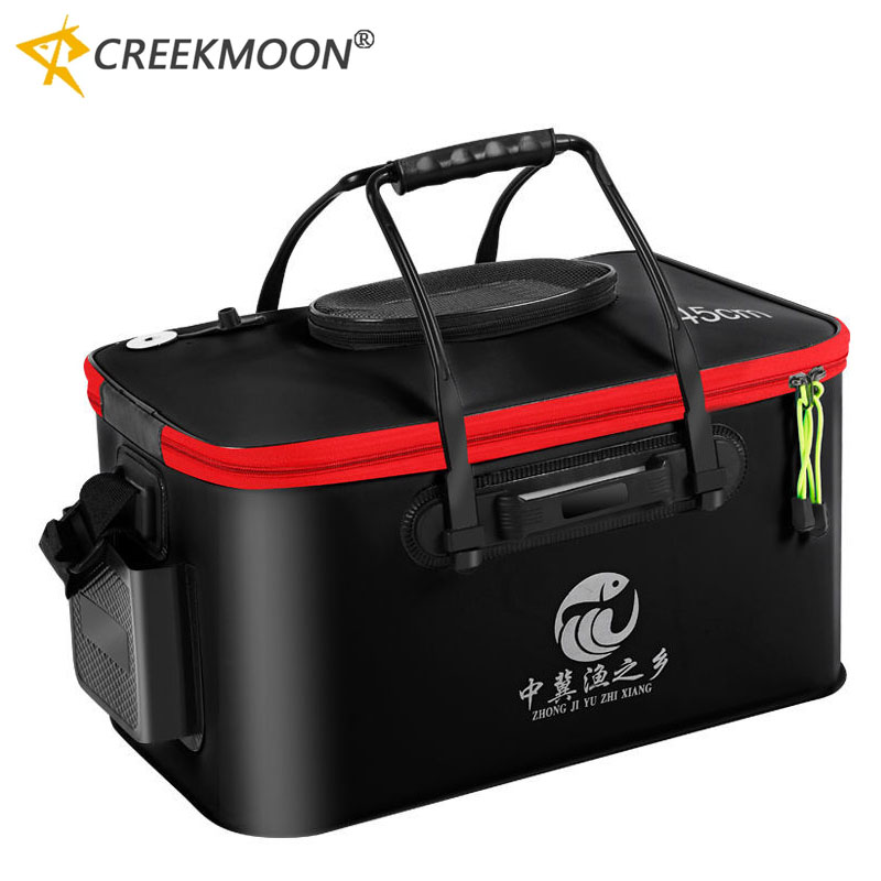 Fish Finder Case - ถังใส่ปลา EVA แบบพับได้ พร้อมช่องซิปด้านข้าง ฝาปิดตาข่ายระบายอากาศ สำหรับใช้งานกลางแจ้ง