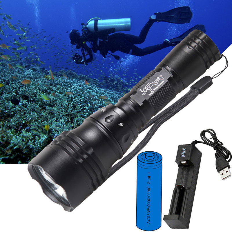 Fish Finder Charger - ไฟฉายดำน้ำแบบพกพา 10W T6 L2 LED 18650